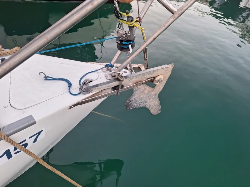 Anchor on the bow roller
