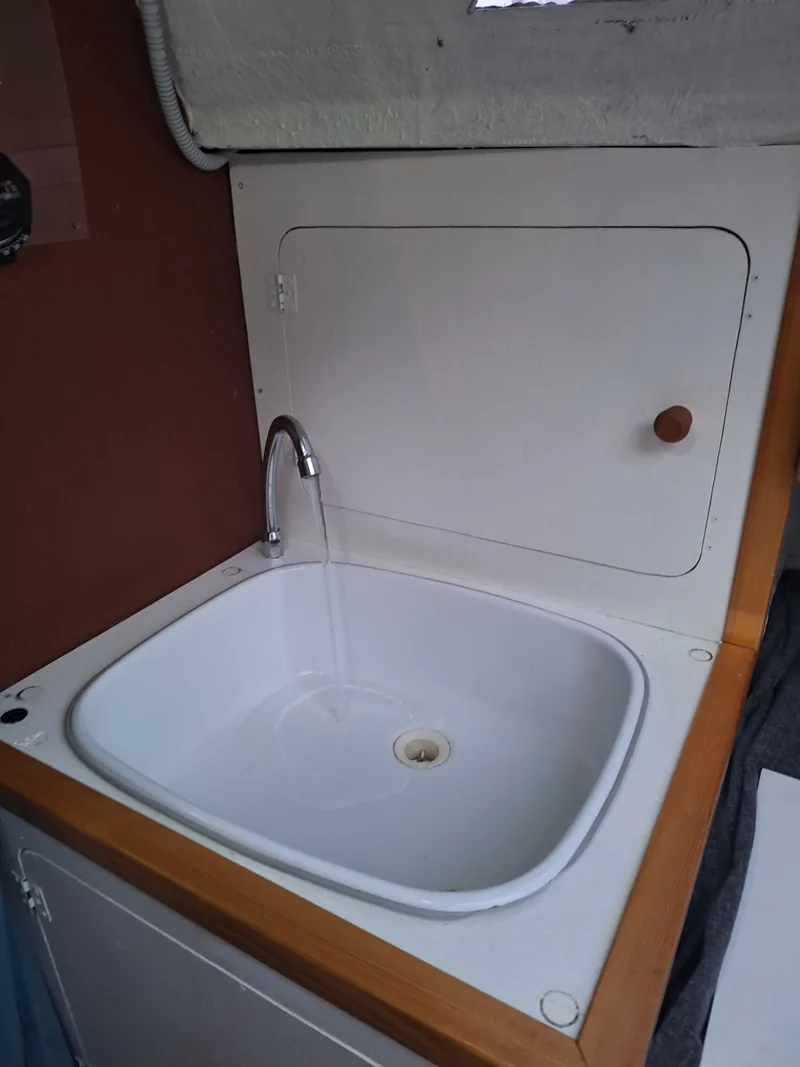 Running water at the sink